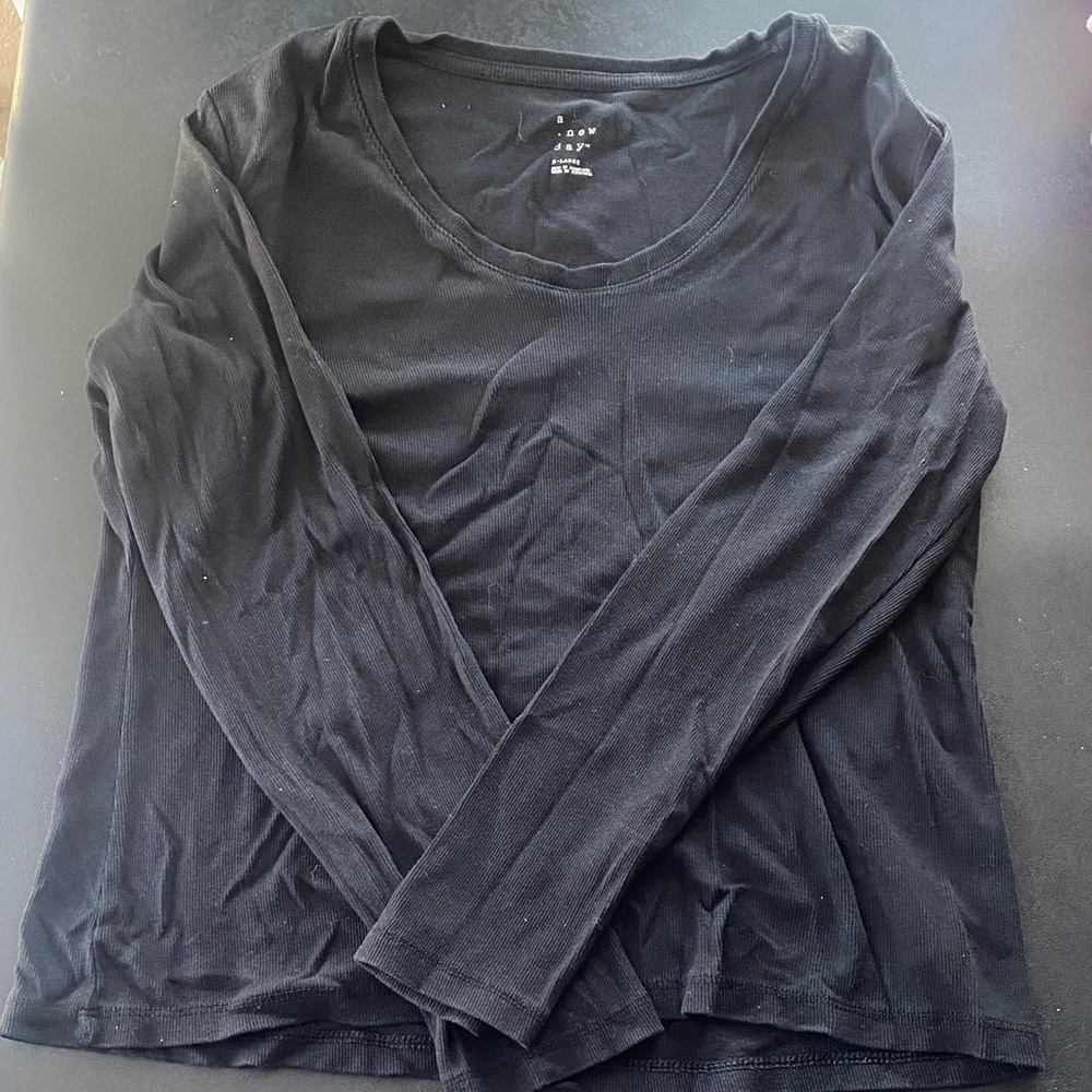 a new day Black Ribbed Top